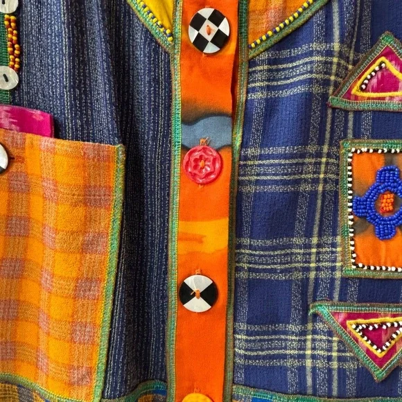 Vintage Faith Multicolor Boho Patchwork Vest - Picture 4 of 5